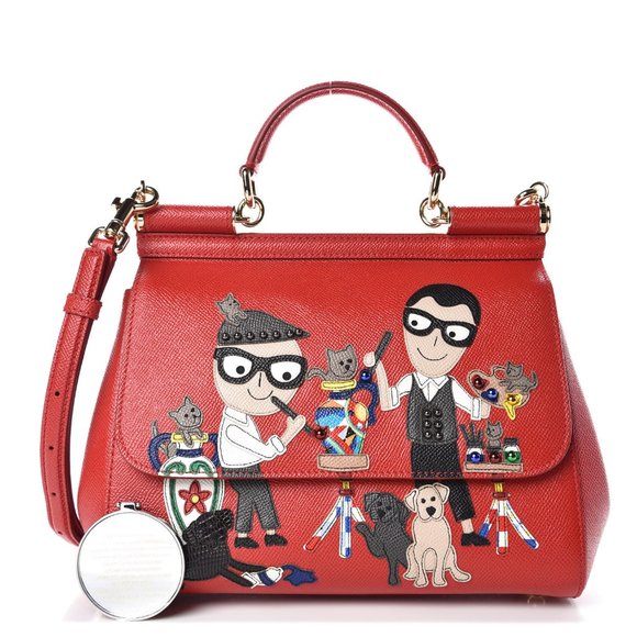 NWT Dolce and Gabbana Family red handmade Italian leather satchel handbag - Picture 4 of 17